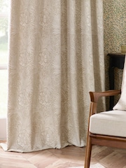 Morris & Co Stone Marigold Jacquard Pencil Pleat Curtain - Image 4 of 6