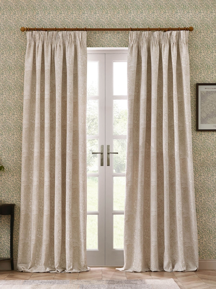 Morris & Co Stone Marigold Jacquard Pencil Pleat Curtain - Image 6 of 6