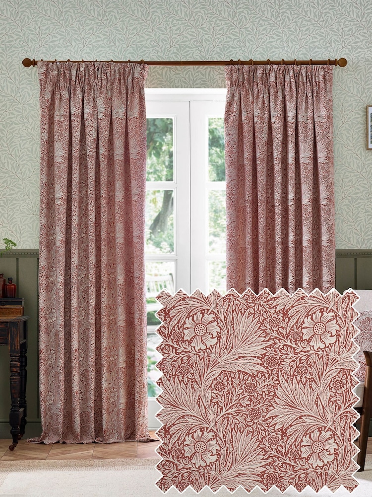 Morris & Co Russet Marigold Jacquard Pencil Pleat Curtain - Image 1 of 7 Morris & Co Russet Marigold Jacquard Pencil Pleat Curtain - Image 1 of 7