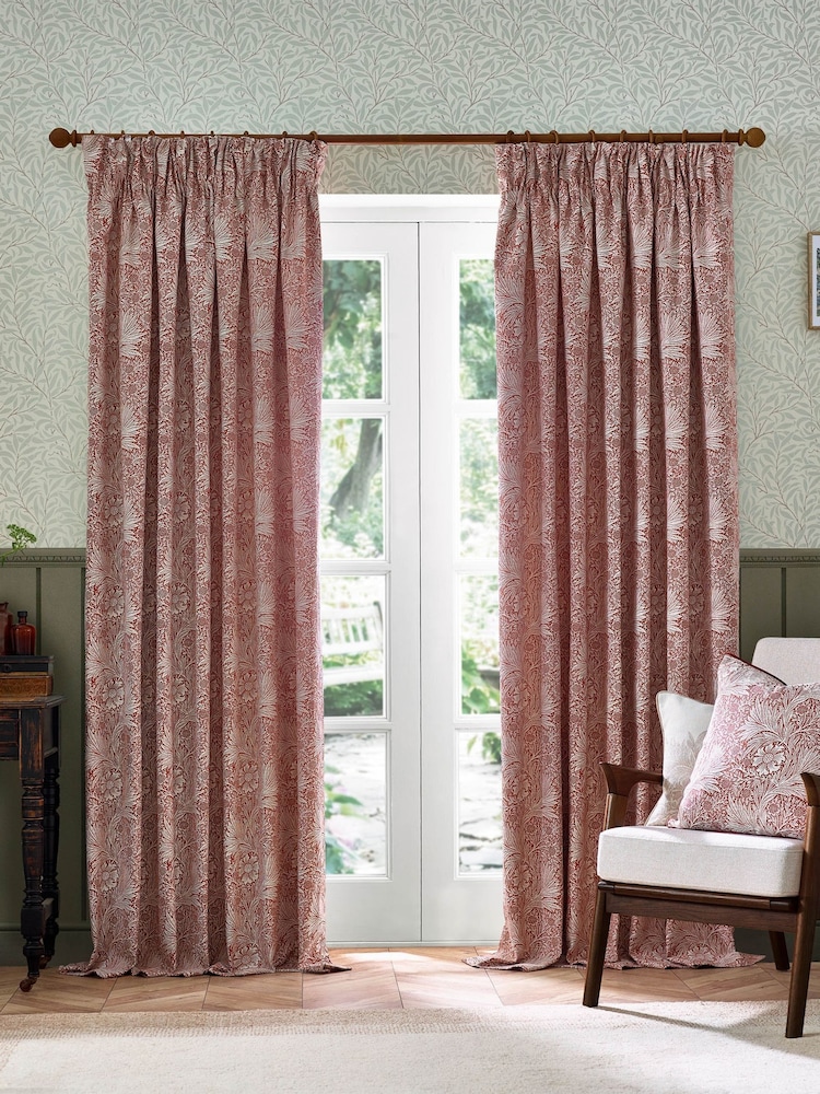 Morris & Co Russet Marigold Jacquard Pencil Pleat Curtain - Image 2 of 7 Morris & Co Russet Marigold Jacquard Pencil Pleat Curtain - Image 2 of 7