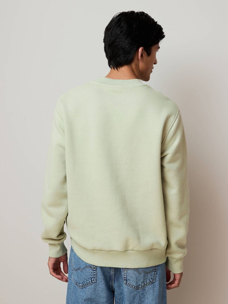 Sage Green Cotton Rich Crew Graphic Sweatshirt - Image 3 of 7