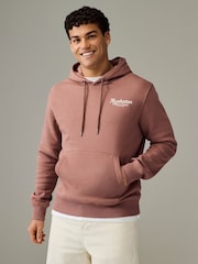 Rust Brown Cotton Rich Printed Graphic Hoodie - Image 2 of 8