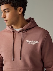 Rust Brown Cotton Rich Printed Graphic Hoodie - Image 5 of 8