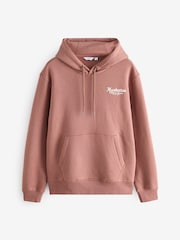Rust Brown Cotton Rich Printed Graphic Hoodie - Image 6 of 8