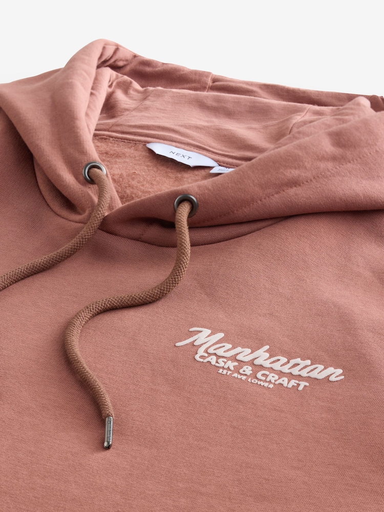 Rust Brown Cotton Rich Printed Graphic Hoodie - Image 8 of 8