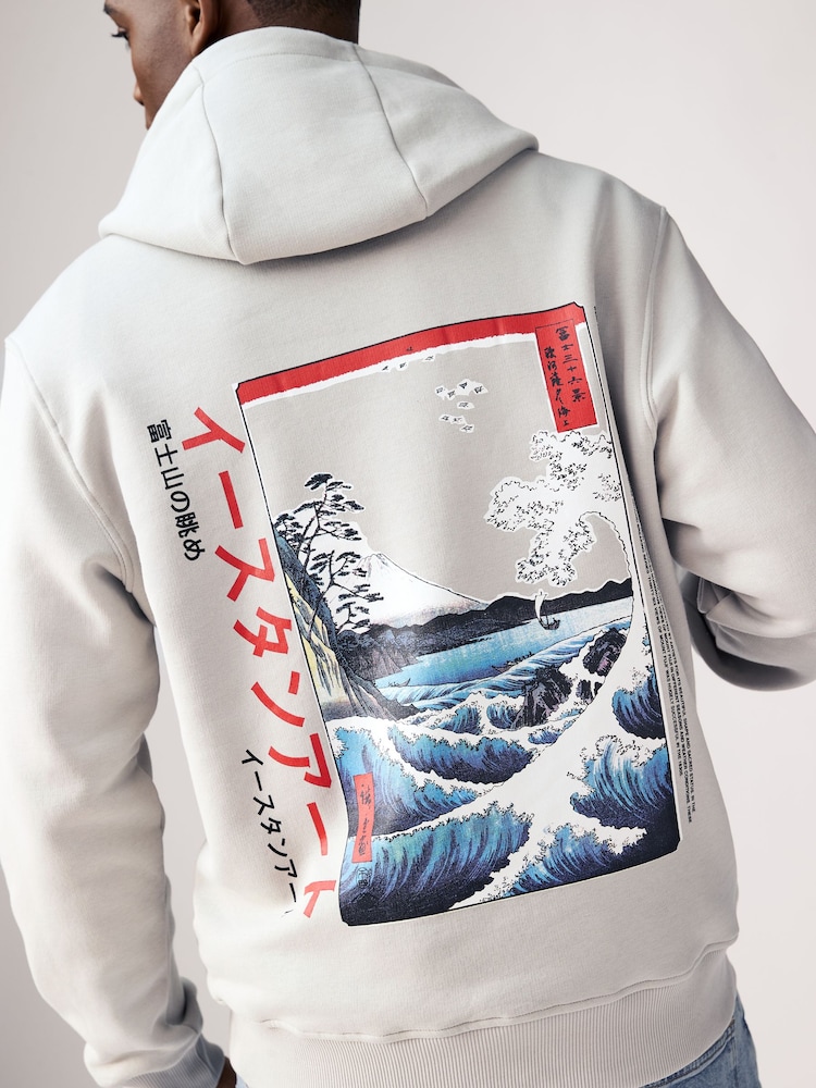 Gris glace - Sweat Hokusai graphique - Image 4 of 10