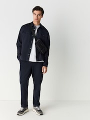 Navy Textured Twill Straight Leg Joggers - Image 3 of 6