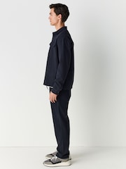 Navy Textured Twill Straight Leg Joggers - Image 4 of 6