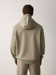 Khaki Green Textured Hoodie - Image 2 of 10
