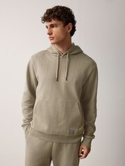 Khaki Green Textured Hoodie - Image 3 of 10