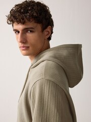 Khaki Green Textured Hoodie - Image 4 of 10