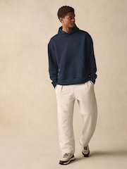 Bleu/Marine - Sweat-shirt Scuba doux au toucher à capuche - Image 3 of 9