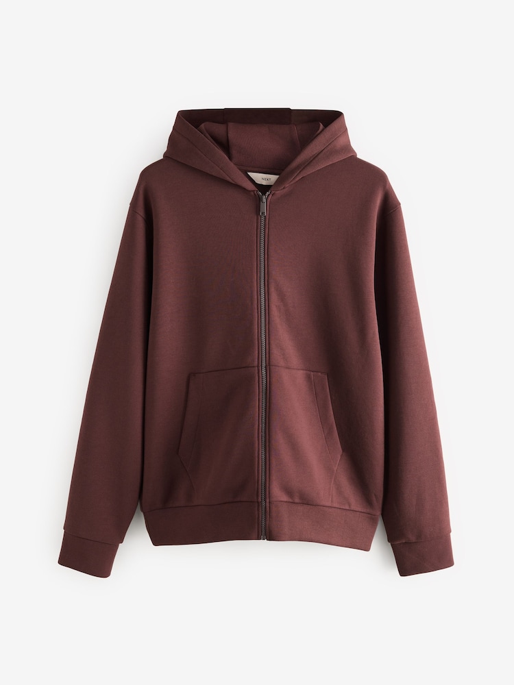 Marron Figue - Sweat-shirt Scuba doux au toucher à capuche - Image 8 of 10