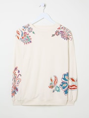 FatFace Alex Ivory Utopia Embroidered Crew Sweat Top - Image 5 of 5