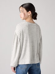 Levi's® Grey Stripe Ballon Sleeve Logo Top - Image 2 of 8
