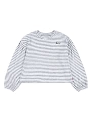 Levi's® Grey Stripe Ballon Sleeve Logo Top - Image 5 of 8