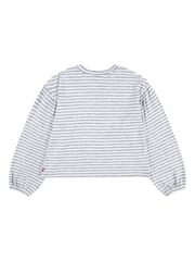 Levi's® Grey Stripe Ballon Sleeve Logo Top - Image 6 of 8