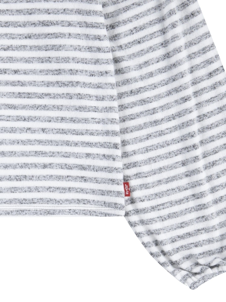 Levi's® Grey Stripe Ballon Sleeve Logo Top - Image 8 of 8