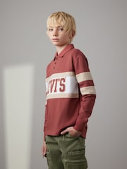 Levi's® Red Rugby Collegiate Long Sleeve Logo Polo Shirt - Image 1 of 5
