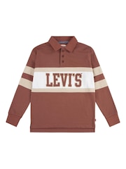 Levi's® Red Rugby Collegiate Long Sleeve Logo Polo Shirt - Image 2 of 5