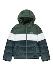 Levi's® Green Colour Block Puffer Coat - Image 1 of 6