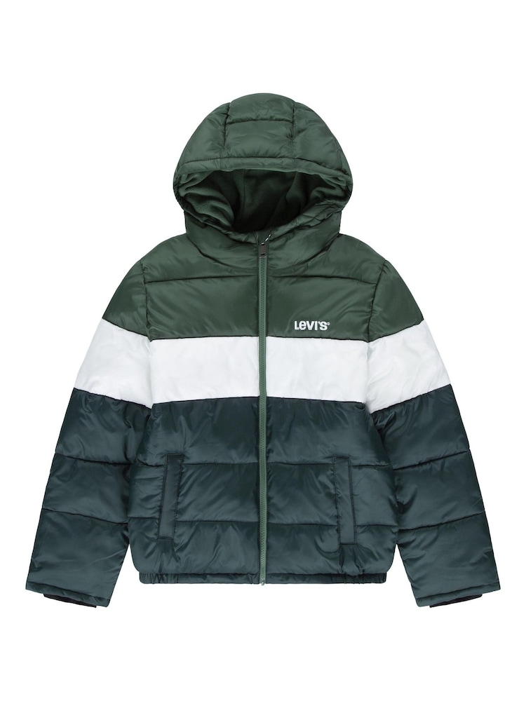 Levi's® Green Colour Block Puffer Coat - Image 1 of 6