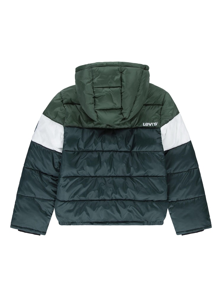 Levi's® Green Colour Block Puffer Coat - Image 2 of 6