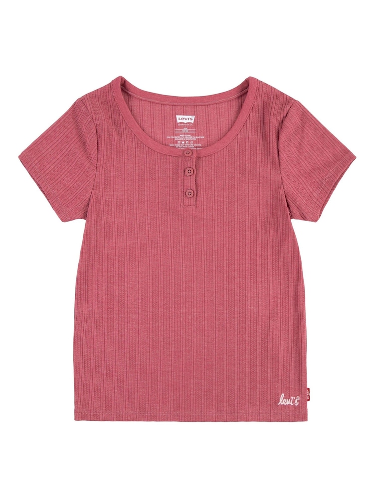 Levi's® Pink Ribbed Short Sleeve T-Shirt - Image 1 of 4
