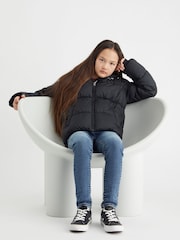 Levi's® Black Quilted Logo Hooded Puffer Coat - Image 2 of 8