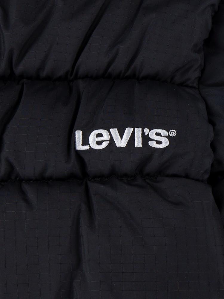 Levi's® Black Quilted Logo Hooded Puffer Coat - Image 8 of 8