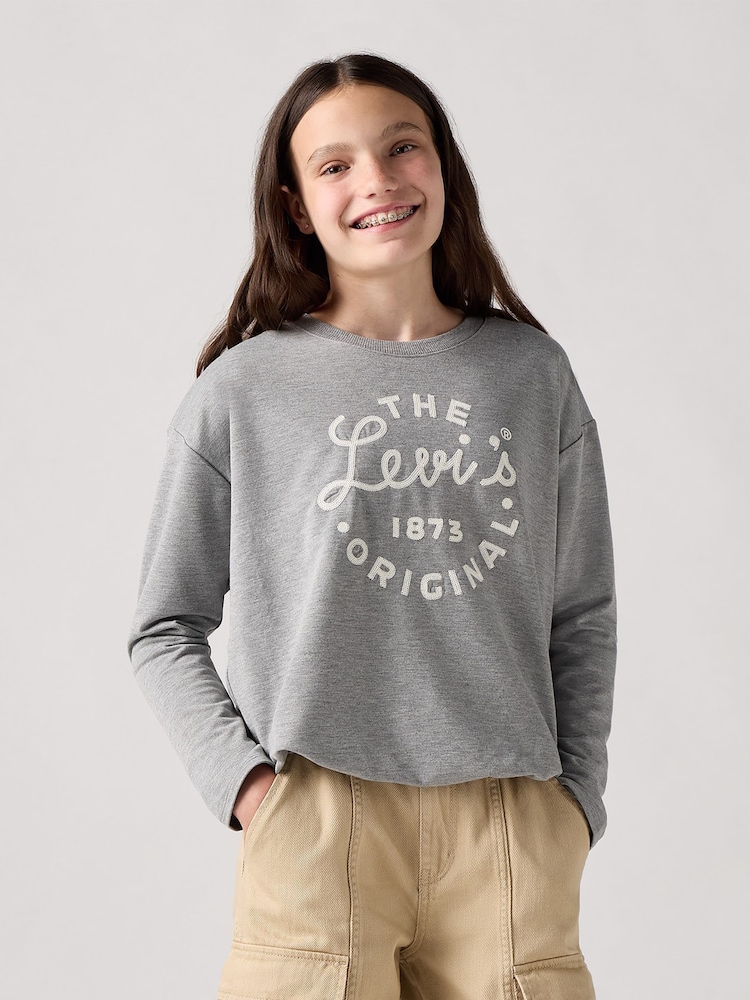 Levi's® Grey Western Cowgirl Logo Long Sleeve T-Shirt - Image 1 of 7
