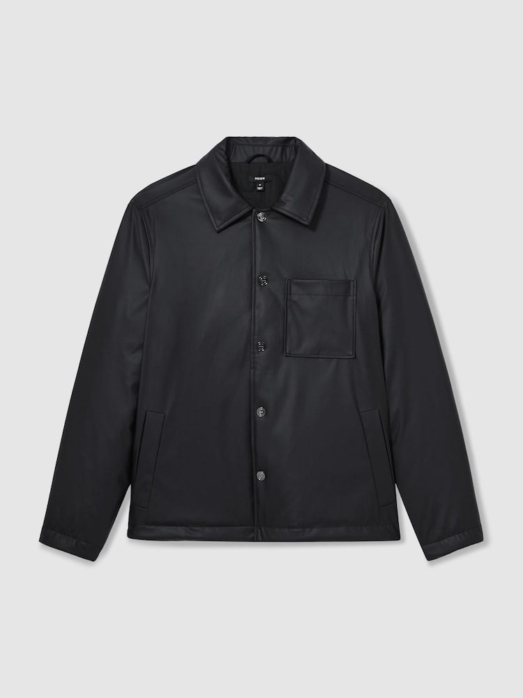 Reiss Navy Hyde Padded Technical Press-Stud Overshirt - Image 2 of 7