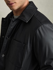 Reiss Navy Hyde Padded Technical Press-Stud Overshirt - Image 4 of 7