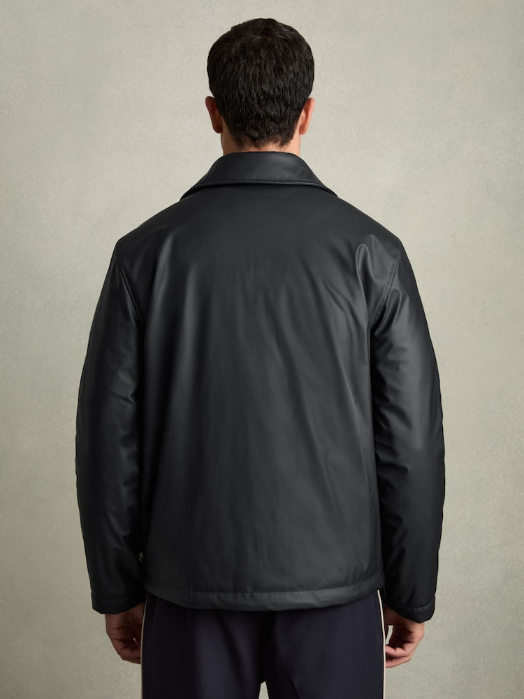 Reiss Navy Hyde Padded Technical Press-Stud Overshirt - Image 5 of 7