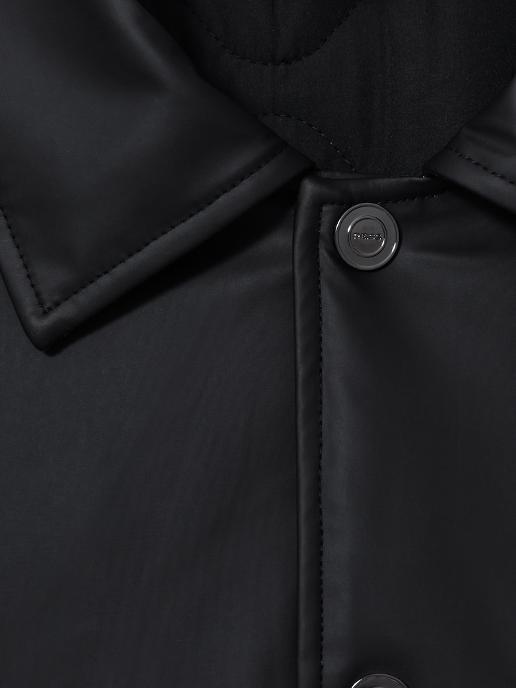 Reiss Navy Hyde Padded Technical Press-Stud Overshirt - Image 7 of 7
