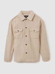 Reiss Oatmeal Compton Wool Blend Herringbone Twill Overshirt - Image 2 of 6