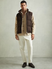 Reiss Oatmeal Compton Wool Blend Herringbone Twill Overshirt - Image 5 of 6
