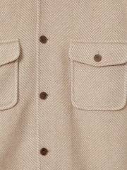 Reiss Oatmeal Compton Wool Blend Herringbone Twill Overshirt - Image 6 of 6