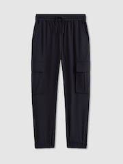 Reiss Navy Lucian 13-14 yrs Technical Drawstring Cuffed Cargo Trousers - Image 1 of 4