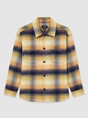 Reiss Amber Orange Kinkade Brushed Wool-Blend Check Overshirt - Image 2 of 6