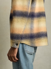 Reiss Amber Orange Kinkade Brushed Wool-Blend Check Overshirt - Image 4 of 6