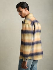 Reiss Amber Orange Kinkade Brushed Wool-Blend Check Overshirt - Image 5 of 6