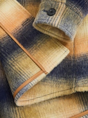 Reiss Amber Orange Kinkade Brushed Wool-Blend Check Overshirt - Image 6 of 6
