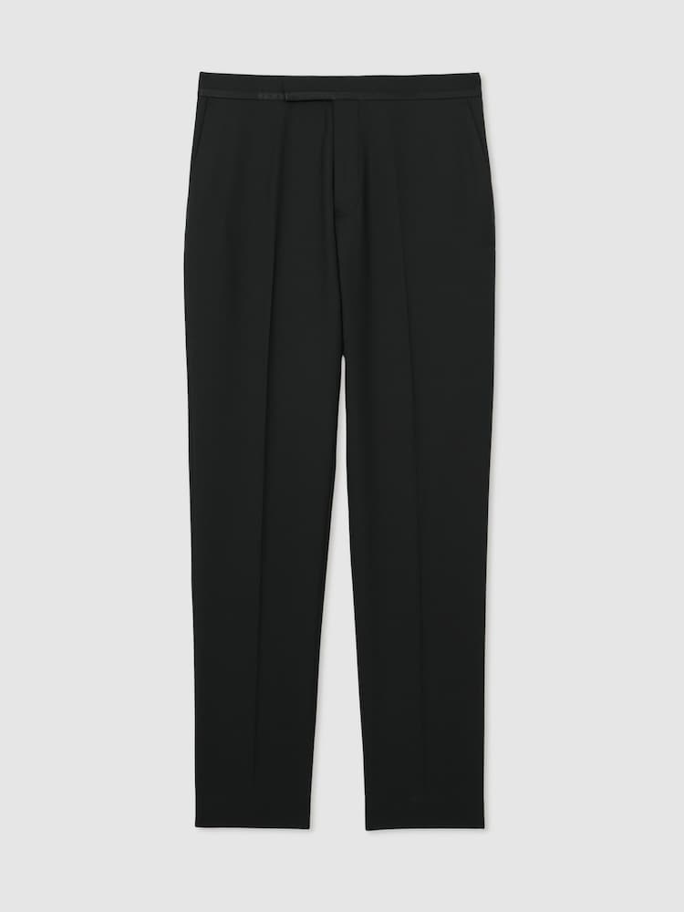 Reiss Black Oe Poker Wool-Blend Slim-Fit Tuxedo Trousers - Image 2 of 7