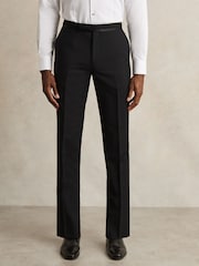 Reiss Black Oe Poker Wool-Blend Slim-Fit Tuxedo Trousers - Image 3 of 7