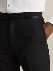 Reiss Black Oe Poker Wool-Blend Slim-Fit Tuxedo Trousers - Image 4 of 7