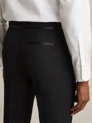 Reiss Black Oe Poker Wool-Blend Slim-Fit Tuxedo Trousers - Image 5 of 7