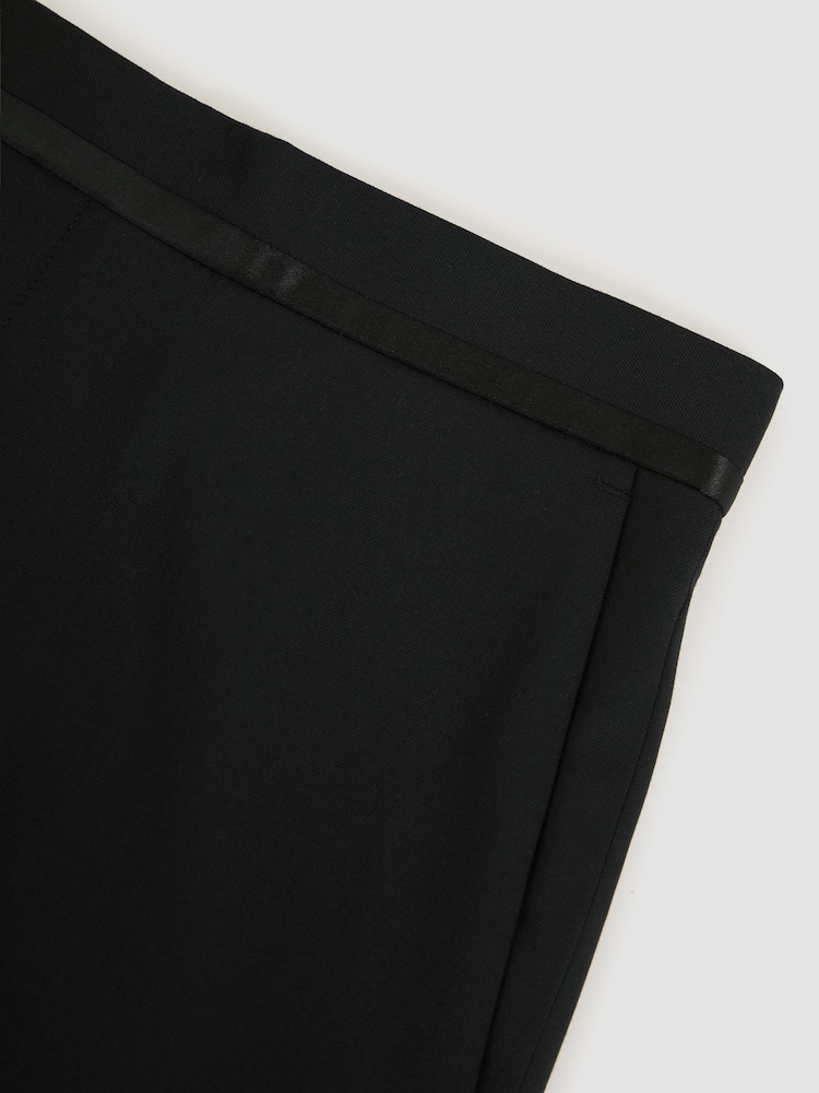 Reiss Black Oe Poker Wool-Blend Slim-Fit Tuxedo Trousers - Image 7 of 7