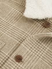 Reiss Oatmeal Nix Wool-Blend Borg-Collar Check Overshirt - Image 7 of 7