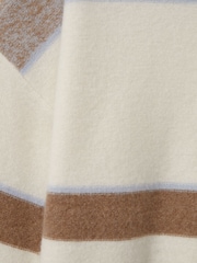Reiss Ivory/Blue Willow Wool-Cashmere Fuzzy Striped Jumper - Image 4 of 4
